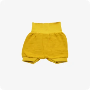 short_moutarde_double_gaze_coton_GOTS_évolutif_enfant_bébé_little_woude_unisexe_vêtement